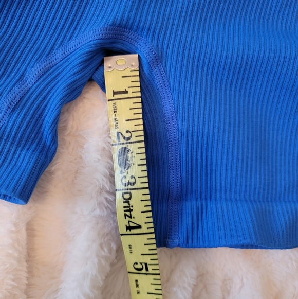 OQQ Blue Ribbed High-Waisted Shorts - Picture 5 of 5